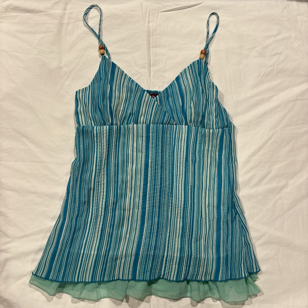 striped blue y2k top